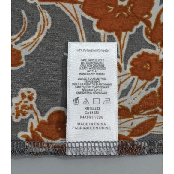 Womens Floral Shirt Size Medium Gray Modest Workwear Career - Picture 12 of 12